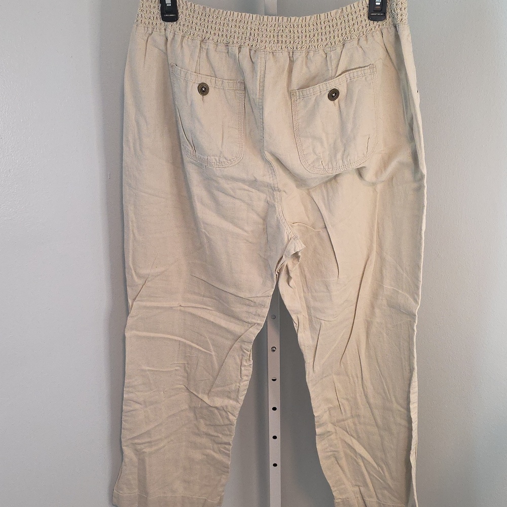 Roz & Ali Slip-On Linen Pant / Beige / 2x - Picture 5 of 6